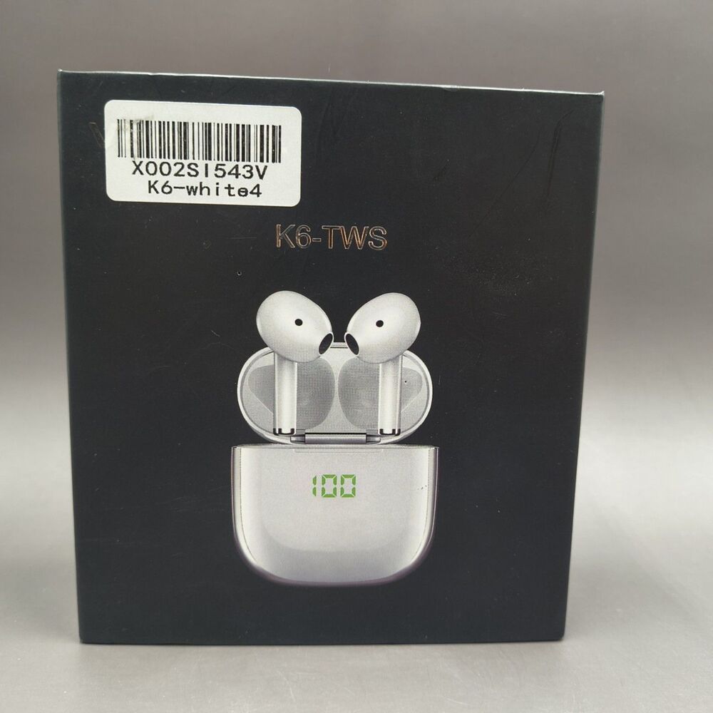 K6 TWS Bluetooth Earphone True Wireless Stereo Earbuds, White